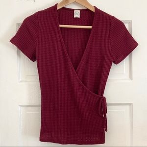 Urban Outfitters Crimson Wrap Top with Tie